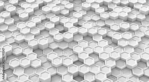 Fototapeta Naklejka Na Ścianę i Meble -  Abstract technological hexagonal background. White geometric hexagon concept. Modern element for design. 3d rendering.