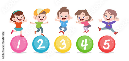 happy kid jump number