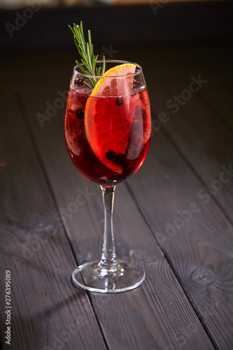 mocktail iwth fruits on the wooden background photo