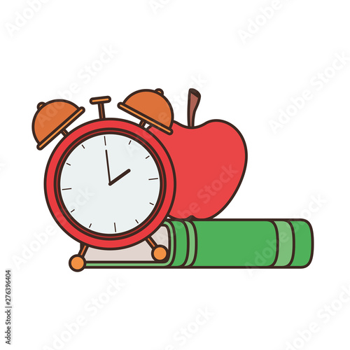 book of school with alarm clock icon