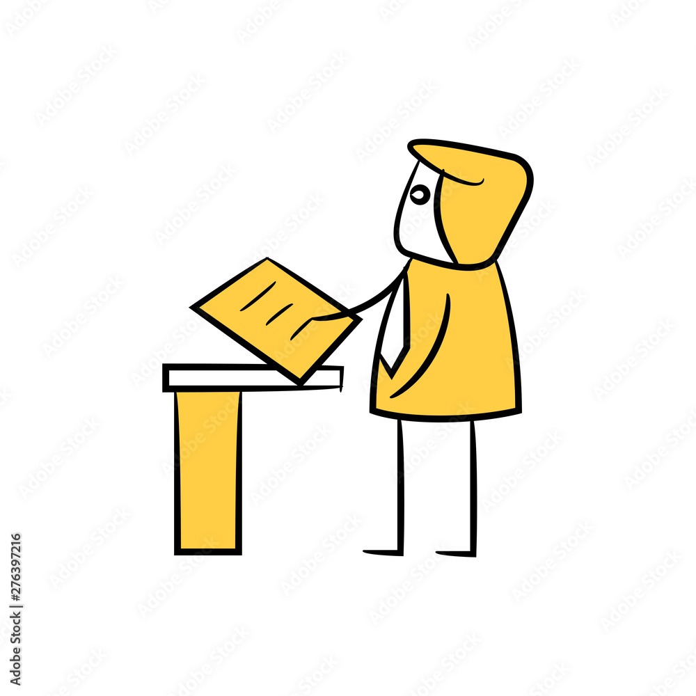 businessman reading document yellow doodle design businessman reading document yellow doodle design