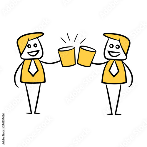 businessman cheers yellow doodle design