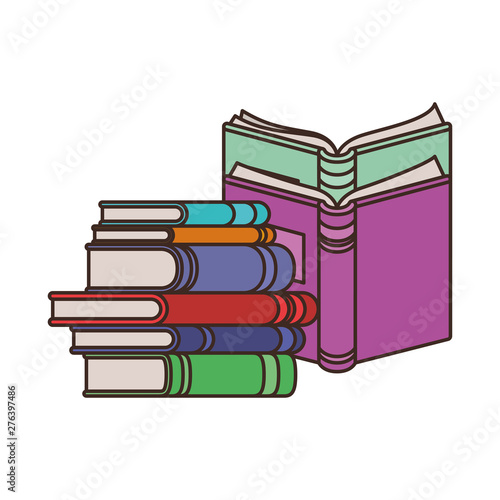 stack of books on white background