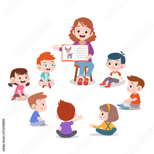 teacher and student in class illustration