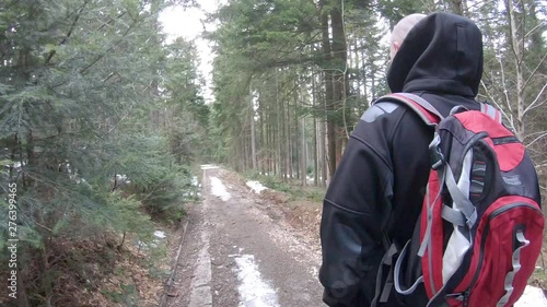 Wallpaper Mural hiker in forest on mountain Torontodigital.ca