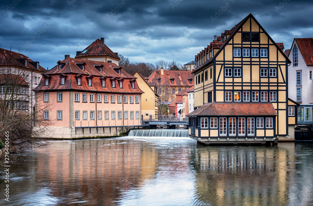 Traditional houses on the riverbank in Bamberg, Germany