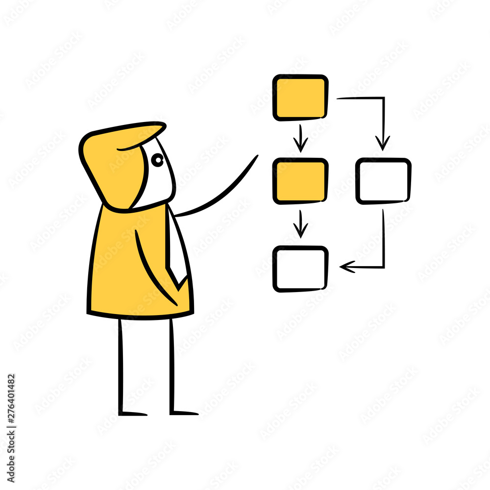 businessman and diagram, doodle character design businessman and diagram, doodle character design