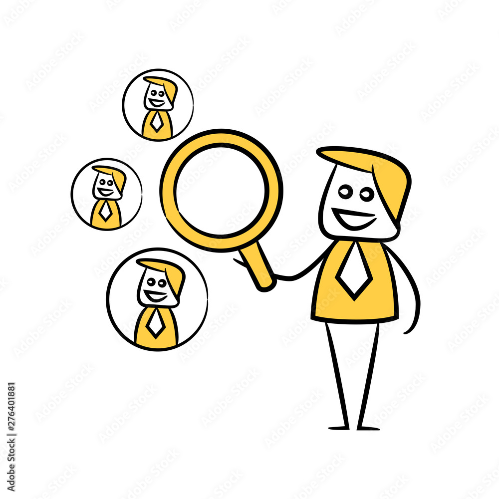 recruiter search for employee, doodle character design recruiter search for employee, doodle character design