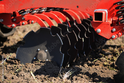 Fotografía Agricultural plow close-up on the ground, agricultural machinery.