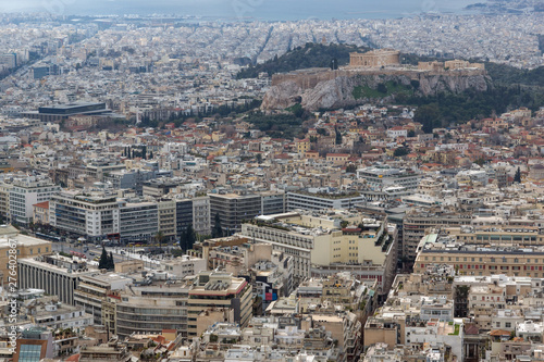 Panorama of city of Athens from Lycabettus hill, Greece