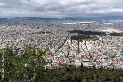 Panorama of city of Athens from Lycabettus hill, Greece