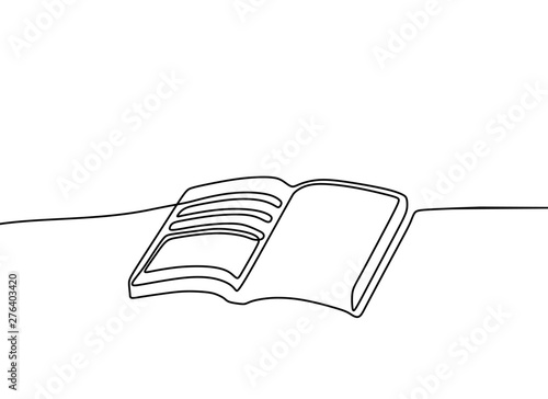 continuous line drawing of book vector education theme isolated on white background minimalist design