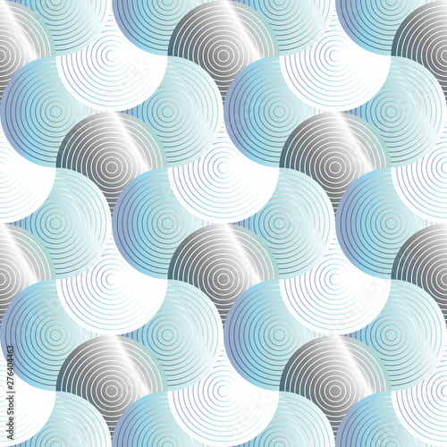 Abstract shimmering blue wave seamless pattern