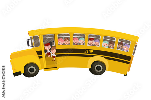 school bus color yellow with students