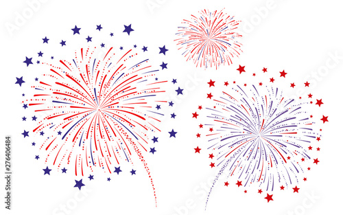 Fireworks on a white background Vector illustration