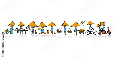 Asian lifestyle  people characters for your design