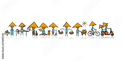 Asian lifestyle, people characters for your design