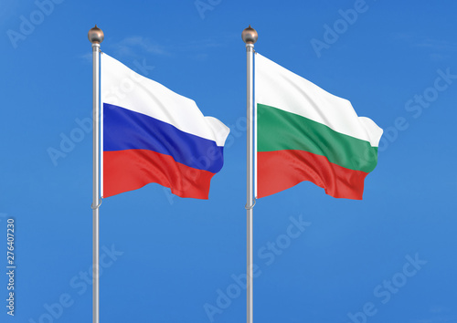 Free Download Russia vs Bulgaria. Thick colored silky flags of Russia and Bulgaria. 3D illustration on sky background. – Illustration - GFXLoad