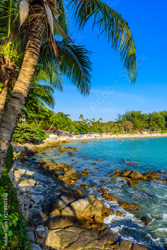 Paradise Nai Harn beach at beautiful coast  Located in Phuket Province  tropical travel destination Thailand.