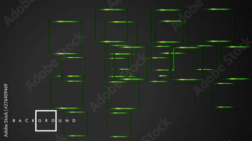 Vector Modern Abstract Squares Backgrounds . with a black and green metal color gradient. eps 10 template