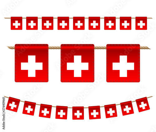 Set of Switzerland garland flag on white. Vector