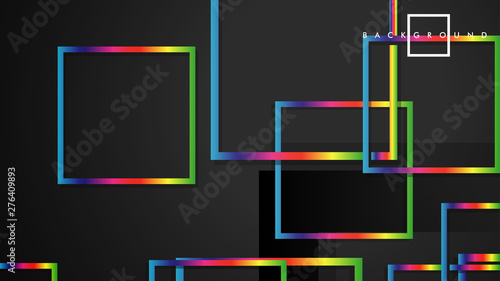 Vector Modern Abstract Squares Backgrounds . with a black and rainbow color gradient. eps 10 template