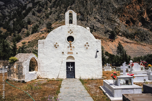 Church in Agia Roumeli village at the end of Samaria Gorge on Crete island, Greece photo