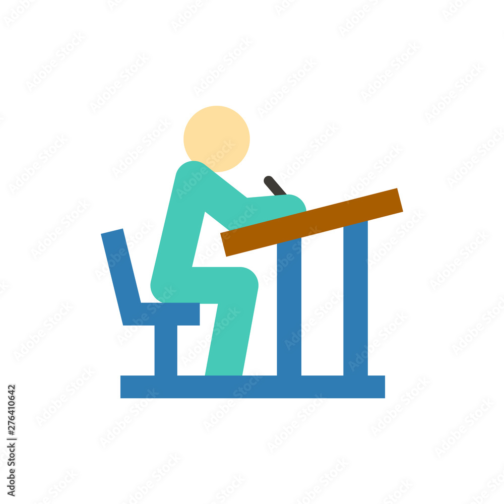 student at the desk flat vector icon student at the desk flat vector icon