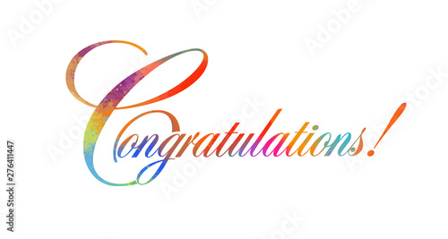 Rainbow text. Congratulations! Vector illustration