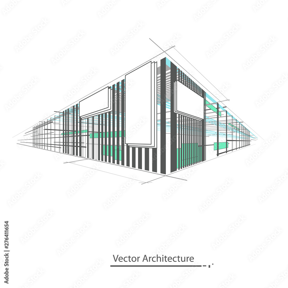 Obraz premium perspective abstraction. Vector abstract architecture