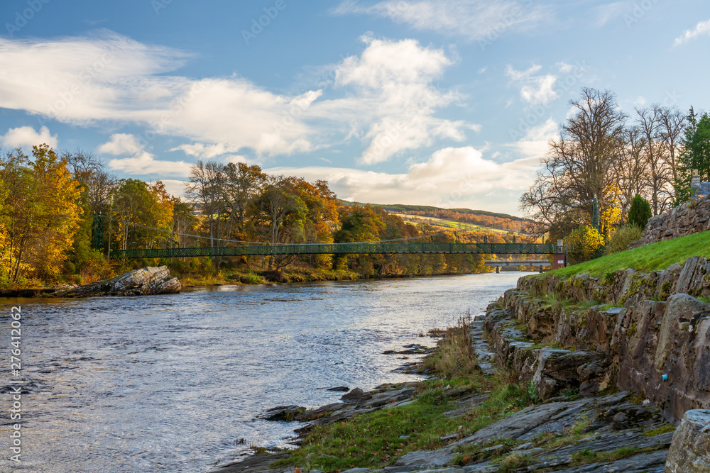 A view of the Tummel river  running along Pitlochry, in Perthshire, Scotland