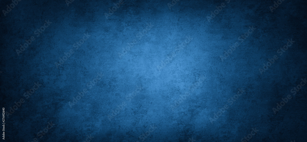 Wide blue textured concrete wall background