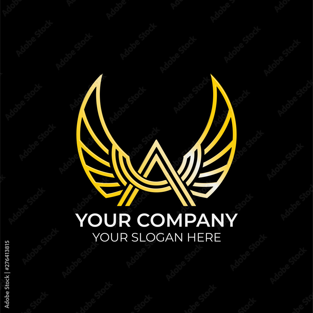 luxury wing logo design with modern concepts on black background luxury wing logo design with modern concepts on black background