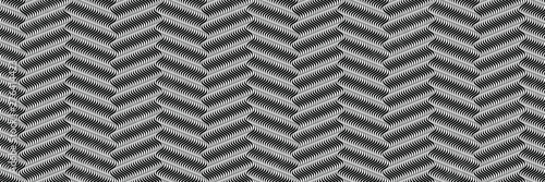 Abstract Seamless Black and White Geometric Pattern with Waves. Optical Psychedelic Illusion. Wicker Striped Texture.