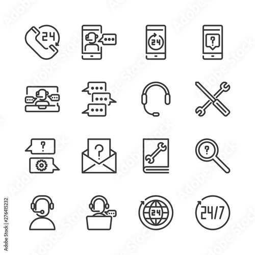 Call center and support icon set.Vector illustration