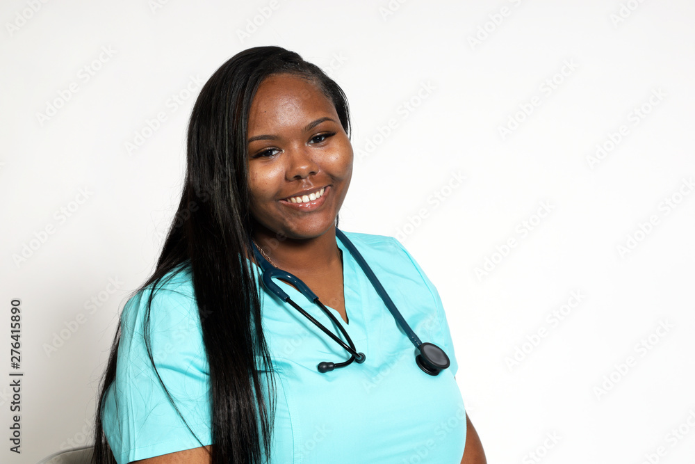 Healthcare professional, female African American nurse Healthcare professional, female African American nurse
