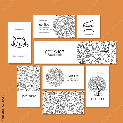 Corporate flat mock-up template. Pet shop design