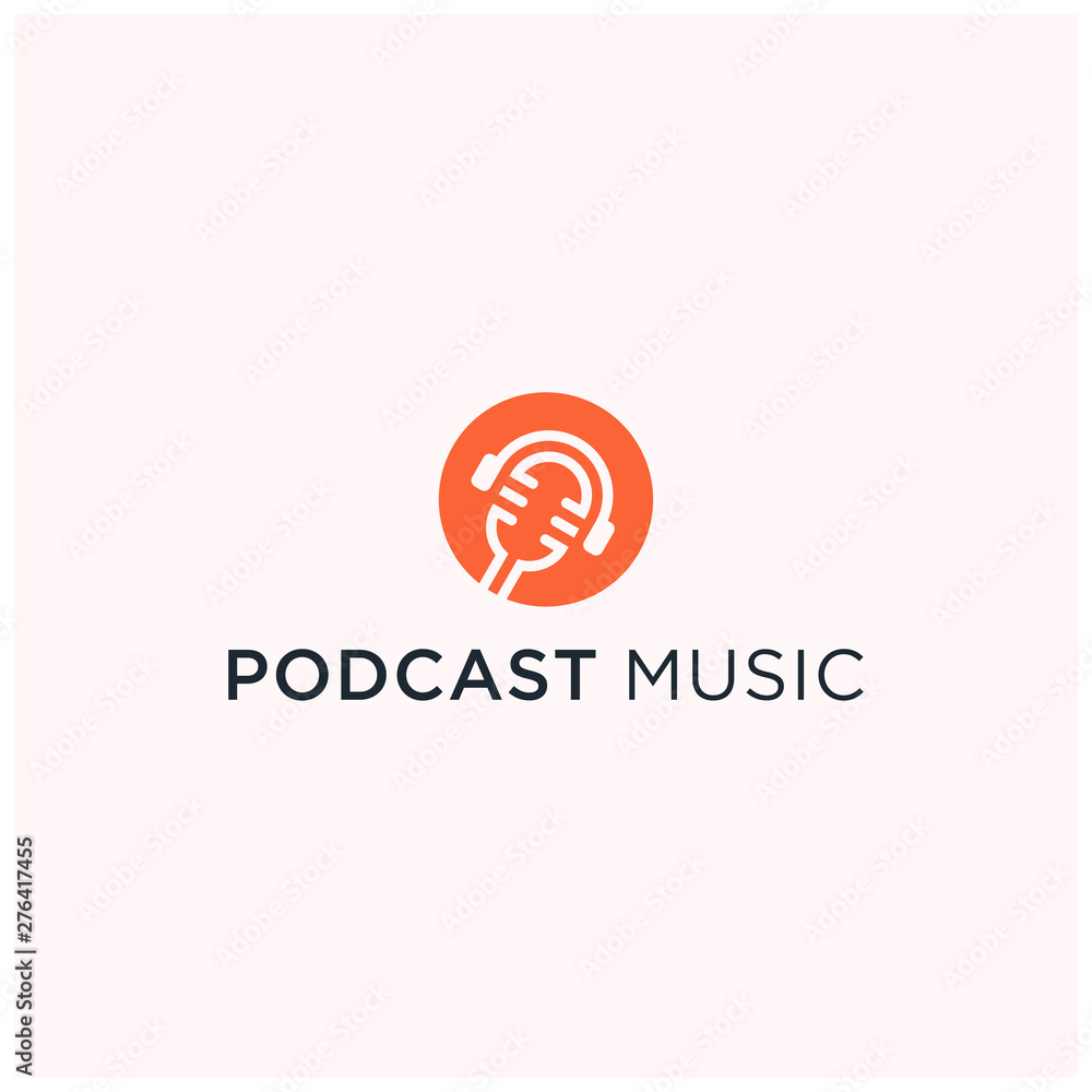 podcast music logo illustration vector icon