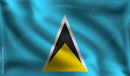 Waving Saint Lucia flag, the flag of Saint Lucia, vector illustration
