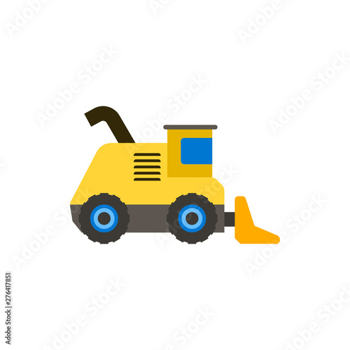 combine harvester flat vector icon