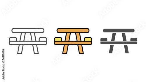 Camping table vector icon sign symbol