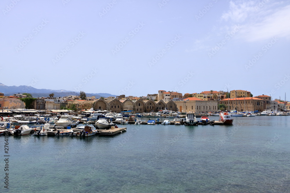 famouse venetian harbour waterfront of Chania old town, Crete, Greece