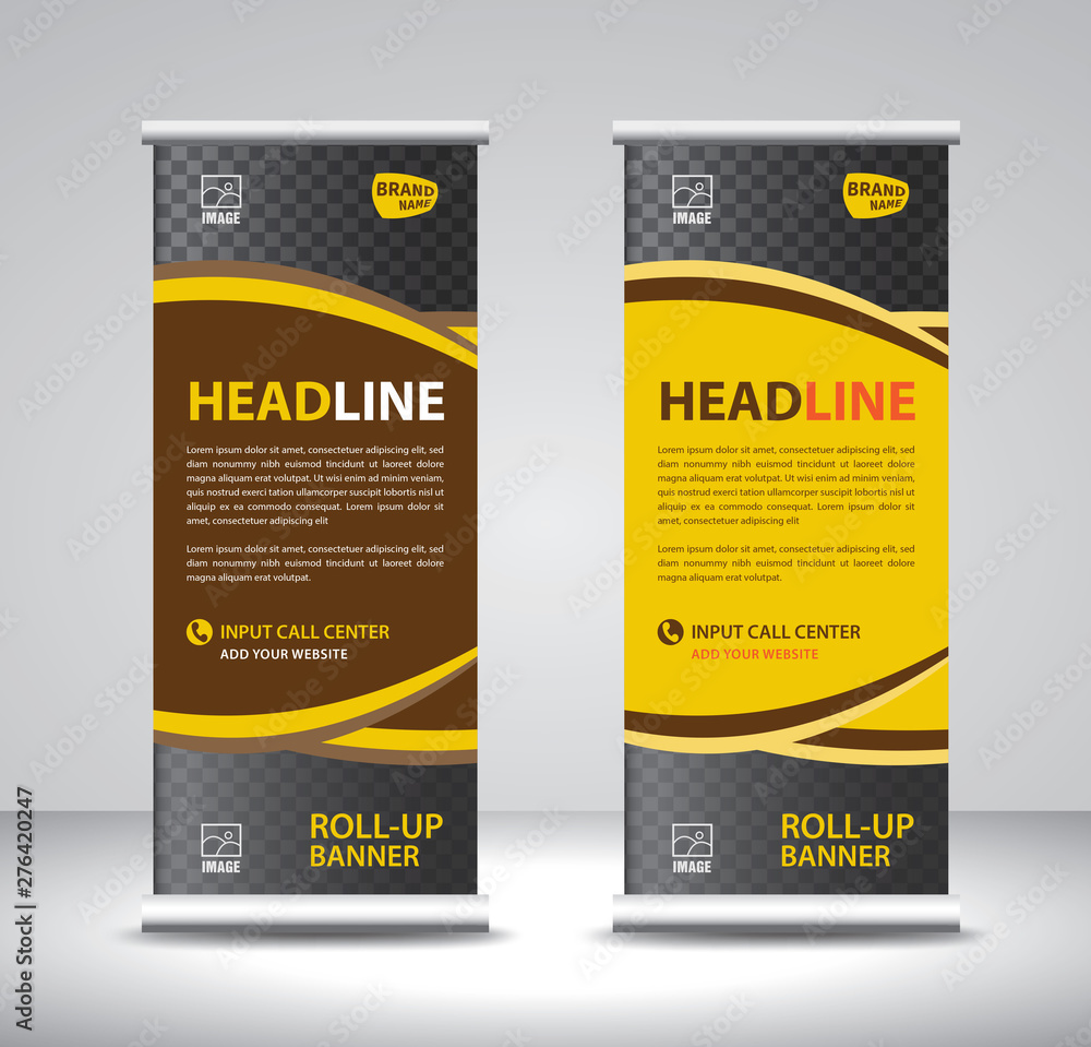 Roll up banner template vector, banner, stand, exhibition design, advertisement, pull up, x-banner and flag-banner layout, poster, presentation, ad, print Roll up banner template vector, banner, stand, exhibition design, advertisement, pull up, x-banner and flag-banner layout, poster, presentation, ad, print