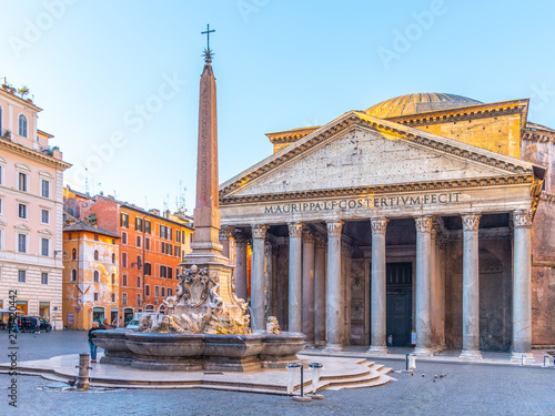 Wallpaper Mural Pantheon and Fontana del Pantheon with monumental obelisk on Piazza della Rotond