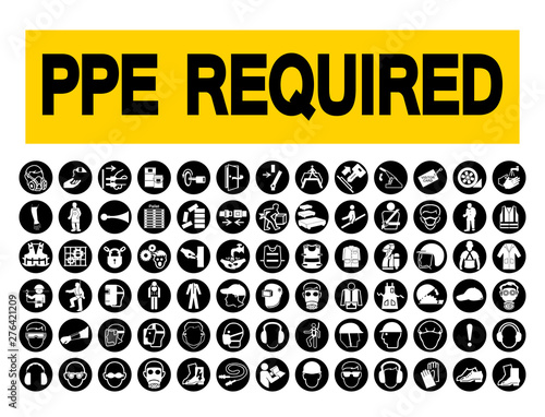 Required Personal Protective Equipment (PPE) Symbol,Safety Icon Isolate On White Background,Vector Illustration EPS.10