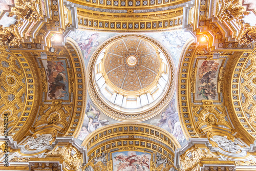 Obraz na plátne Picturesque ceiling of San Carlo al Corso basilica in Rome, Italy
