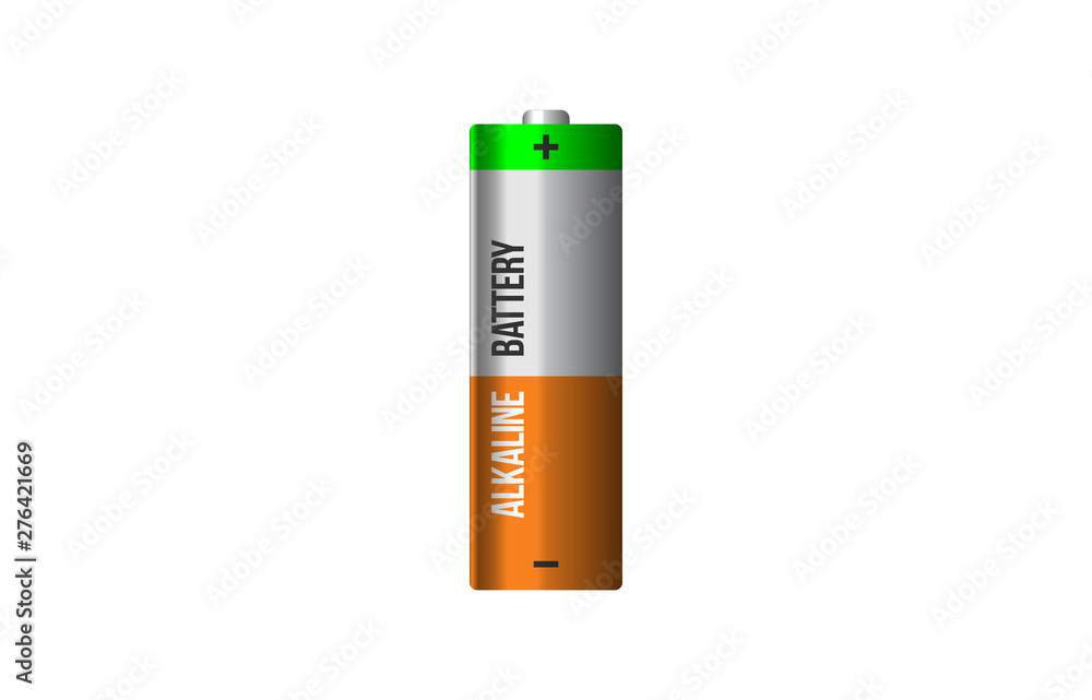 Vector Golden Glossy Alkaline Battery on White background Vector Golden Glossy Alkaline Battery on White background