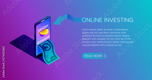 Invest online vector illustartion. Deposit and withdraw money online.