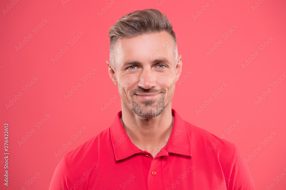 Obraz premium Bristle and facial hair. Man mature good looking model. What does it mean being macho. Natural beauty. Man attractive well groomed facial hair. Barbershop concept. Grizzle hair. Barber hairdresser