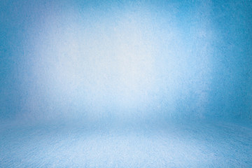 blue photo backdrop wall and floor lit by lamps, studio background for photos. Studio Portrait Backdrops Photo